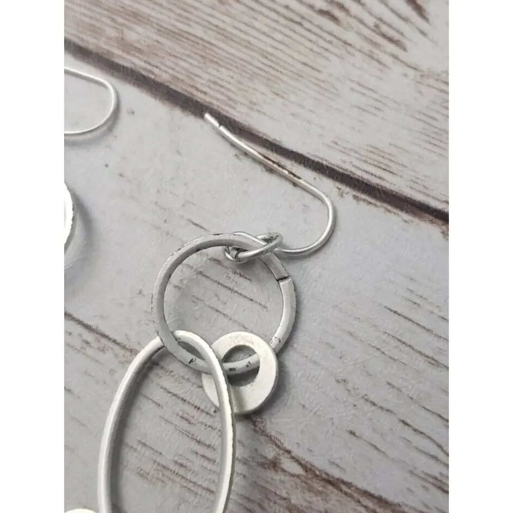 Dangle Earrings For Pierced Ears - Silver Tone Dangle (Some Tarnish)